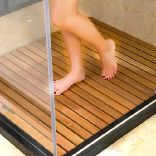Interlocking Solid Wood Non-Slip Bathroom Mat